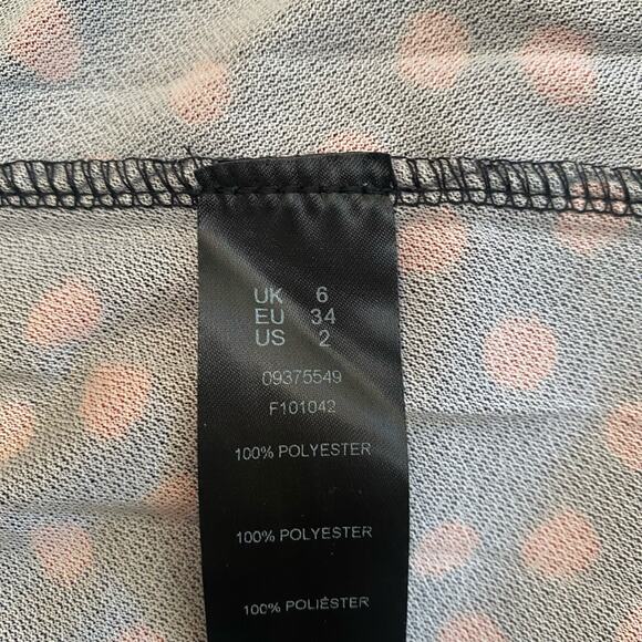 ASOS High Rise Pleated Polka Dot Midi Skirt Black Red Sz 2 / XS A line - Picture 8 of 8